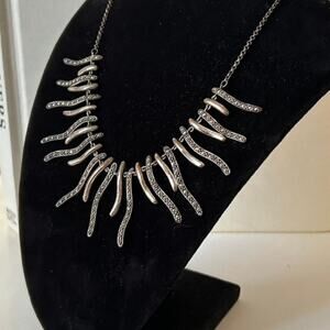 Vintage Brutalist Marcasite Tentacle Necklace, 925, Floating , Oxidized Patina